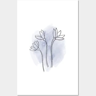 Flower Blue Watercolour Posters and Art